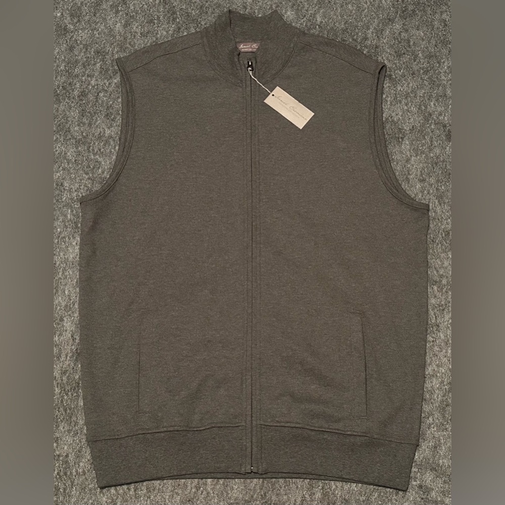 NEW Men’s Daniel Cremieux Signature Grey Full Zip Pima Cotton Vest- Size Large